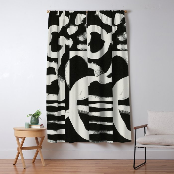 Black & White Abstract Collage #1 Window Curtain Gallery Image 5