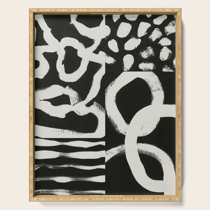 Black & White Abstract Collage #1 Serving Tray Gallery Image 1