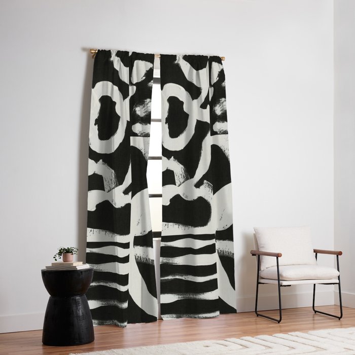 Black & White Abstract Collage #1 Window Curtain Gallery Image 2