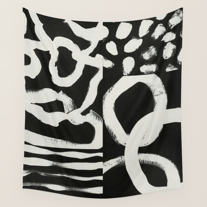 Black & White Abstract Collage #1 Wall Tapestry Gallery Image 4