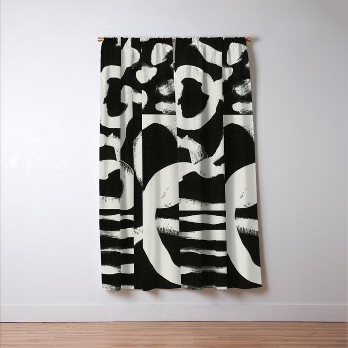 Black & White Abstract Collage #1 Window Curtain Gallery Image 3
