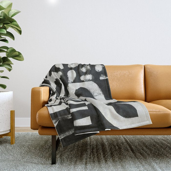 Black & White Abstract Collage #1 Throw Blanket Gallery Image 1
