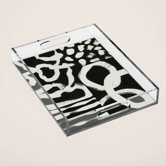 Black & White Abstract Collage #1 Acrylic Tray Gallery Image 1