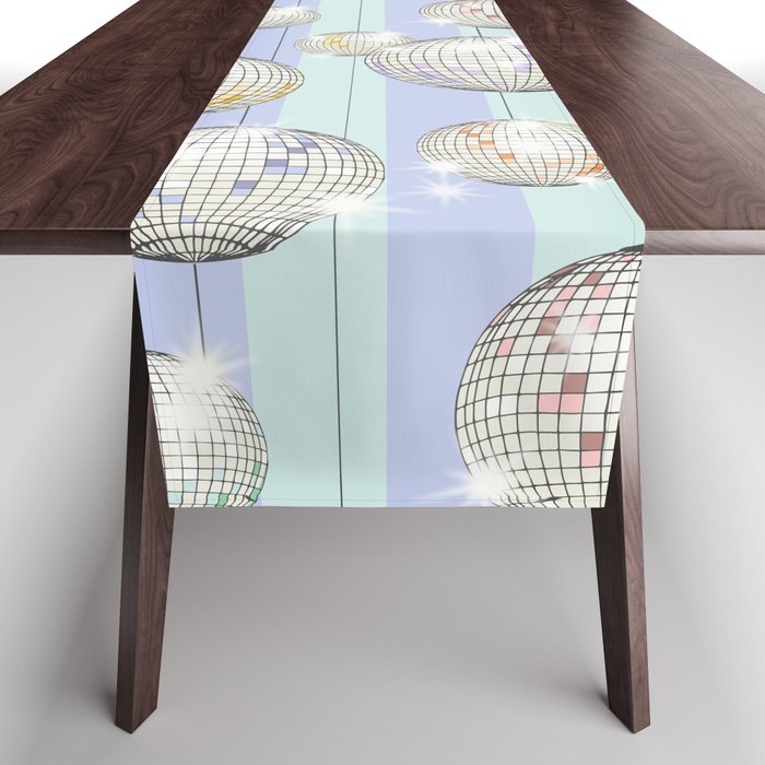 Striped Party Disco Ball Mint Table Runner Gallery Image 1