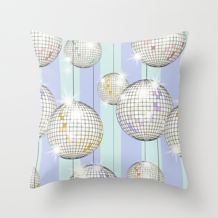 Striped Party Disco Ball Mint Throw Pillow Gallery Image 6