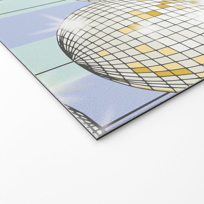 Striped Party Disco Ball Mint Welcome Mat Gallery Image 2