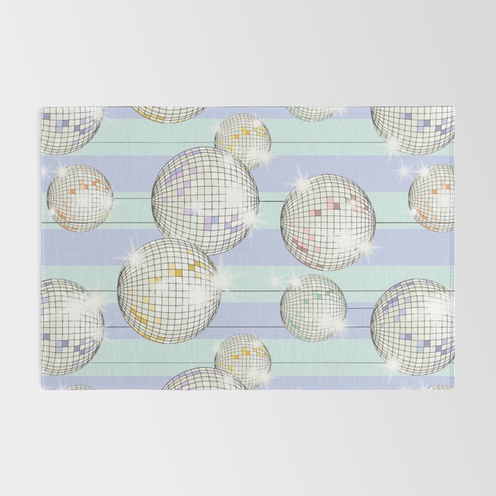 Striped Party Disco Ball Mint Rug Gallery Image 2