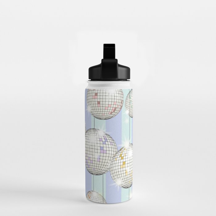 Striped Party Disco Ball Mint Water Bottle Gallery Image 2