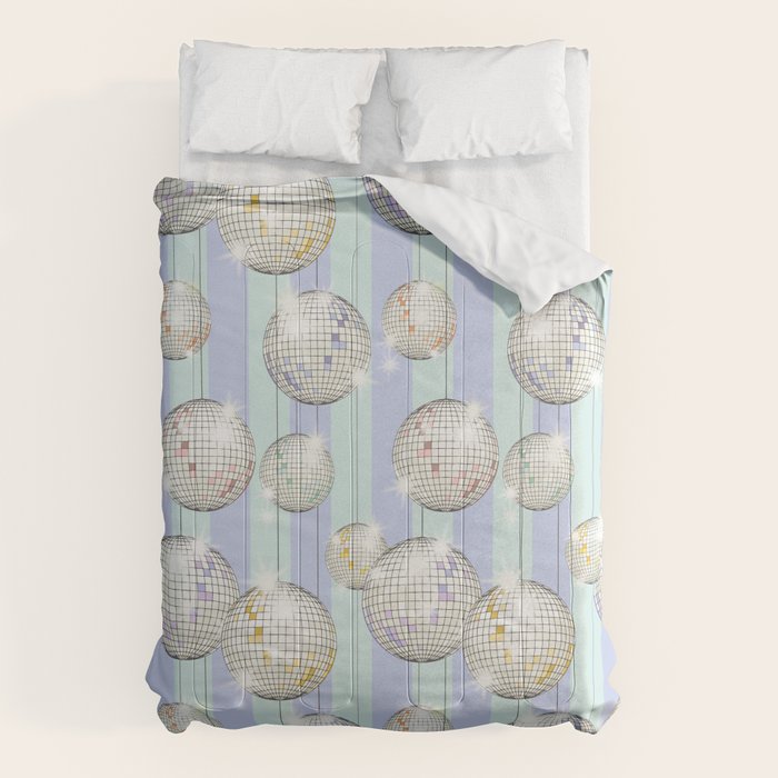 Striped Party Disco Ball Mint Comforter Gallery Image 6