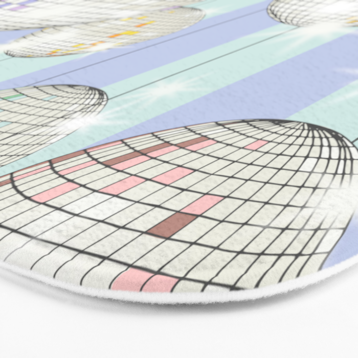Striped Party Disco Ball Mint Bath Mat Gallery Image 3