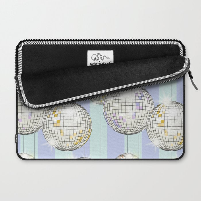 Striped Party Disco Ball Mint Laptop Sleeve Gallery Image 2