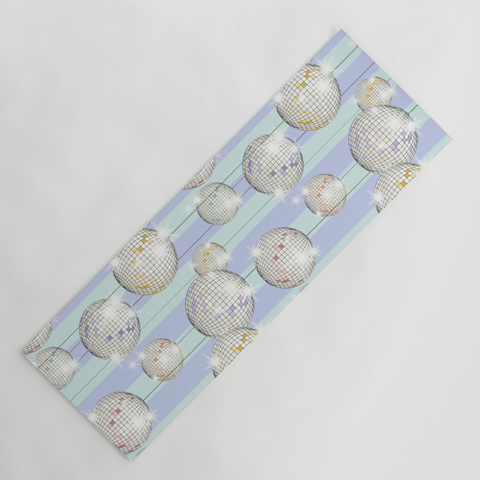 Striped Party Disco Ball Mint Yoga Mat Gallery Image 1