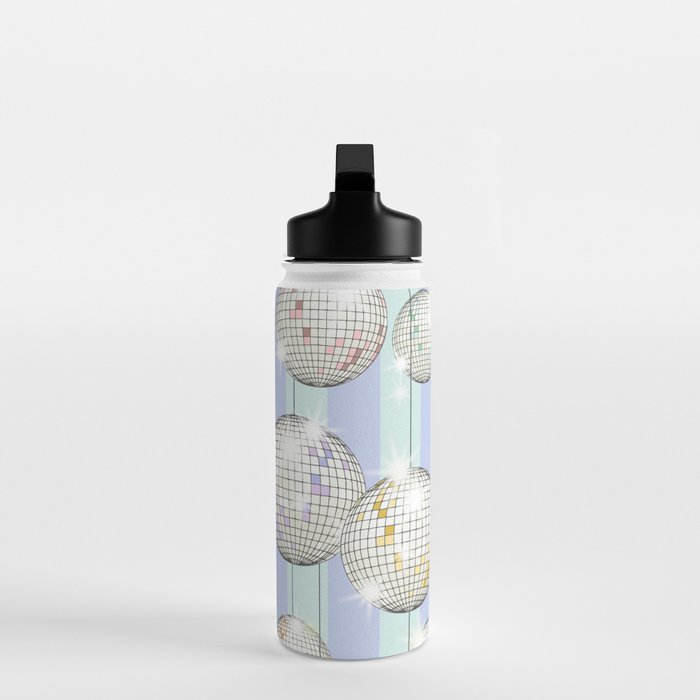 Striped Party Disco Ball Mint Water Bottle Gallery Image 3