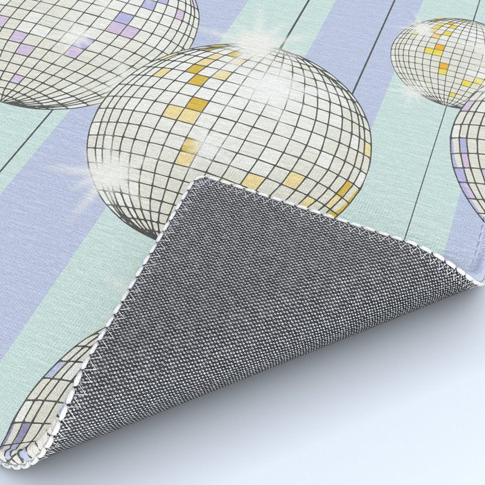 Striped Party Disco Ball Mint Rug Gallery Image 4