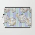 Striped Party Disco Ball Mint Laptop Sleeve Gallery Image 1