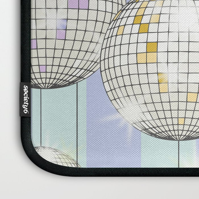 Striped Party Disco Ball Mint Laptop Sleeve Gallery Image 3
