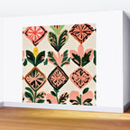 Tiles & Botanicals, Nature Plants Pastel Moroccan Painting, Bohemian Chic Geometric Vintage Illustration Wall Mural Gallery Image 2