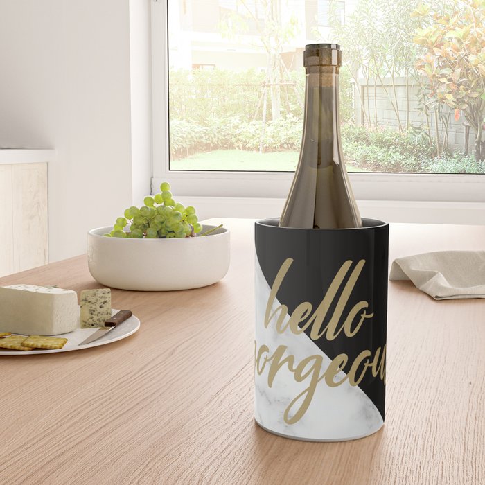 Hello Gorgeous, Meme, Marble and Black Wine Chiller Gallery Image 4