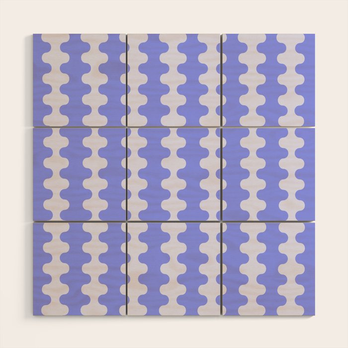 Modern Retro Wavy Ogee A-Go-Go Pop Stripes in Periwinkle Wood Wall Art Gallery Image 1