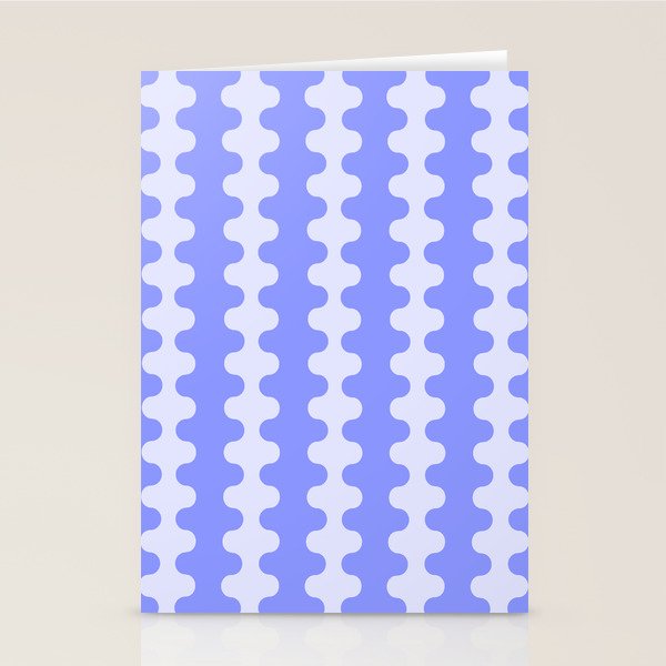 Modern Retro Wavy Ogee A-Go-Go Pop Stripes in Periwinkle Stationery Card Gallery Image 2