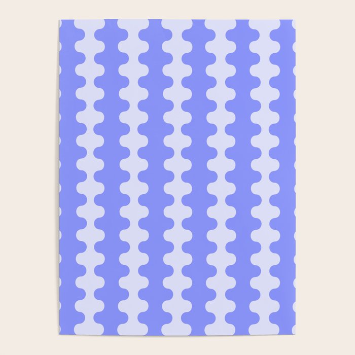 Modern Retro Wavy Ogee A-Go-Go Pop Stripes in Periwinkle Poster Gallery Image 4