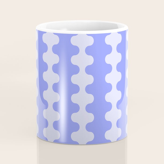 Modern Retro Wavy Ogee A-Go-Go Pop Stripes in Periwinkle Coffee Mug Gallery Image 4