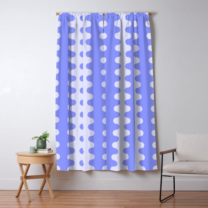 Modern Retro Wavy Ogee A-Go-Go Pop Stripes in Periwinkle Window Curtain Gallery Image 5