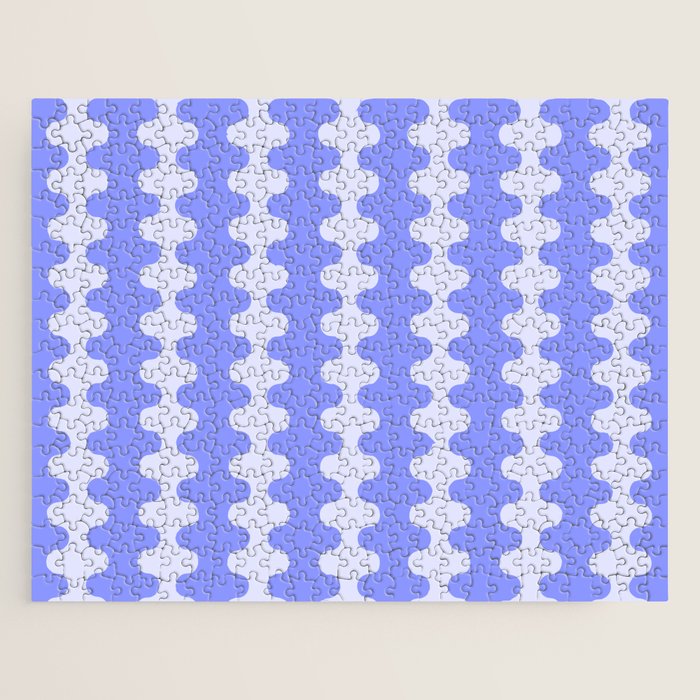 Modern Retro Wavy Ogee A-Go-Go Pop Stripes in Periwinkle Jigsaw Puzzle Gallery Image 1