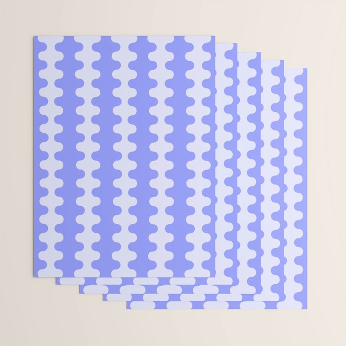 Modern Retro Wavy Ogee A-Go-Go Pop Stripes in Periwinkle Wrapping Paper Gallery Image 3