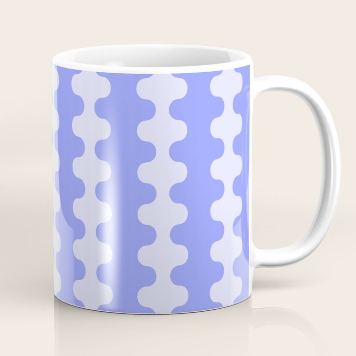 Modern Retro Wavy Ogee A-Go-Go Pop Stripes in Periwinkle Coffee Mug Gallery Image 1