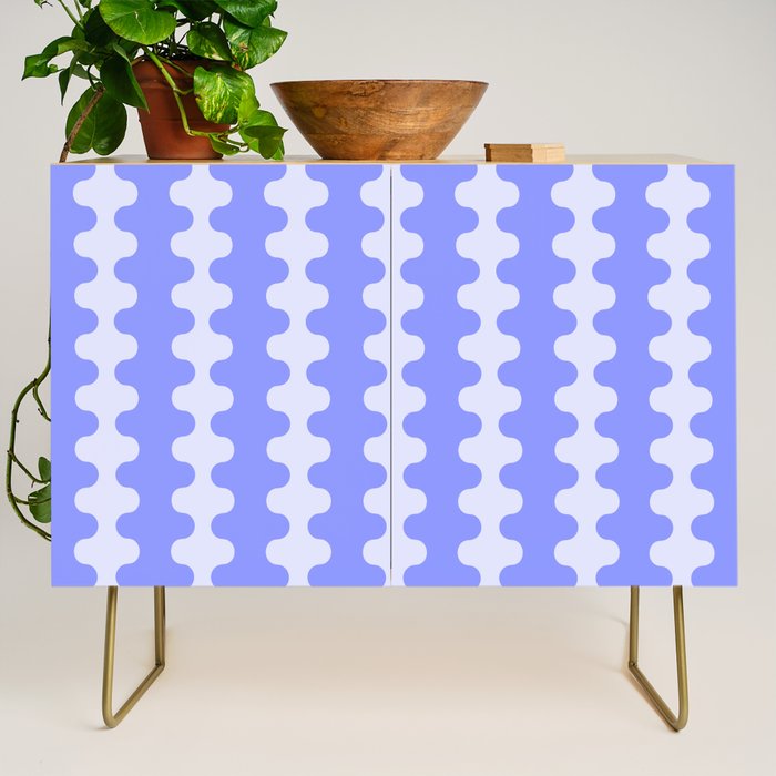 Modern Retro Wavy Ogee A-Go-Go Pop Stripes in Periwinkle Credenza Gallery Image 1