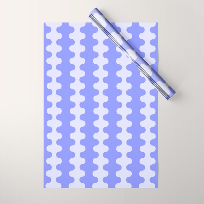 Modern Retro Wavy Ogee A-Go-Go Pop Stripes in Periwinkle Wrapping Paper Gallery Image 1