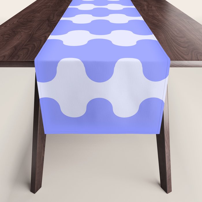 Modern Retro Wavy Ogee A-Go-Go Pop Stripes in Periwinkle Table Runner Gallery Image 1