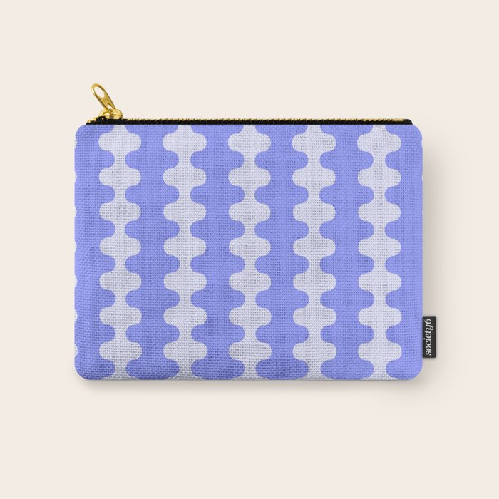 Modern Retro Wavy Ogee A-Go-Go Pop Stripes in Periwinkle Carry All Pouch Gallery Image 1