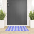 Modern Retro Wavy Ogee A-Go-Go Pop Stripes in Periwinkle Welcome Mat Gallery Image 3