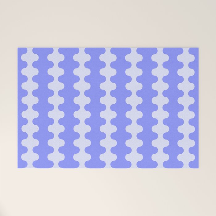 Modern Retro Wavy Ogee A-Go-Go Pop Stripes in Periwinkle Welcome Mat Gallery Image 1