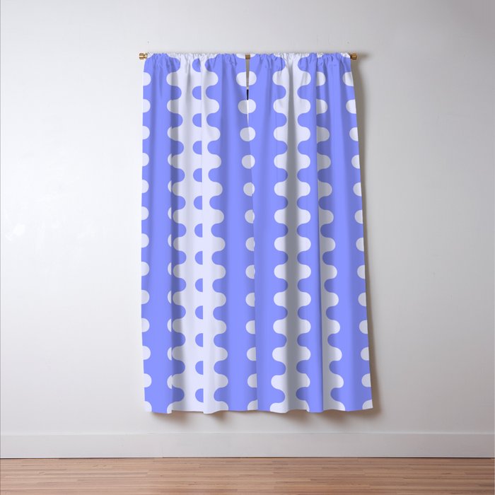 Modern Retro Wavy Ogee A-Go-Go Pop Stripes in Periwinkle Window Curtain Gallery Image 3