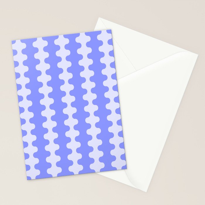 Modern Retro Wavy Ogee A-Go-Go Pop Stripes in Periwinkle Stationery Card Gallery Image 2