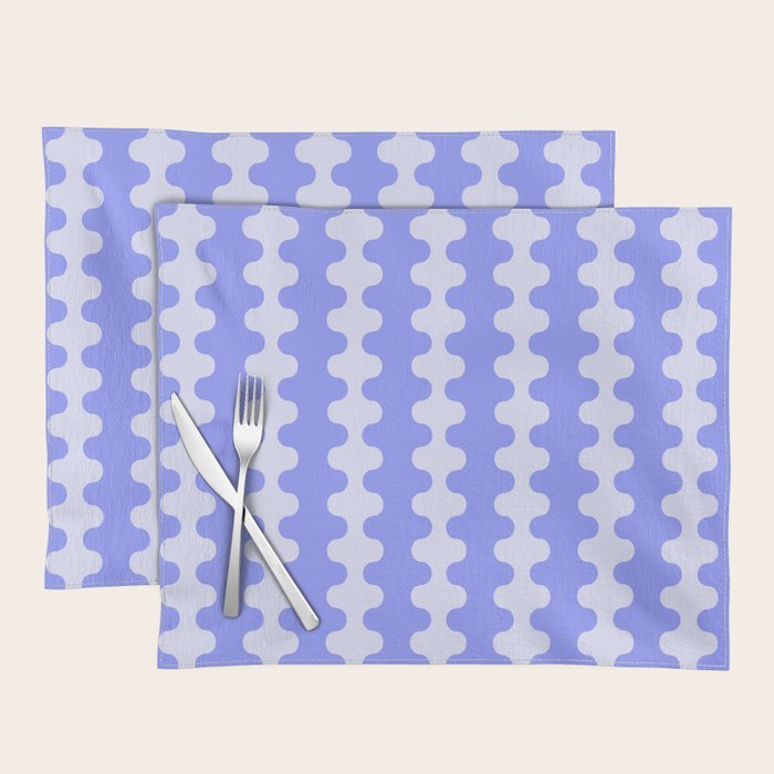 Modern Retro Wavy Ogee A-Go-Go Pop Stripes in Periwinkle Placemat Gallery Image 1