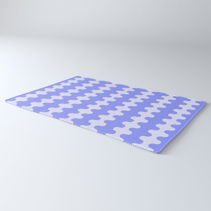 Modern Retro Wavy Ogee A-Go-Go Pop Stripes in Periwinkle Rug Gallery Image 3