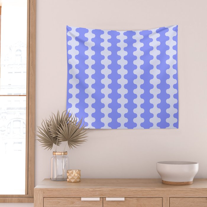 Modern Retro Wavy Ogee A-Go-Go Pop Stripes in Periwinkle Wall Tapestry Gallery Image 2