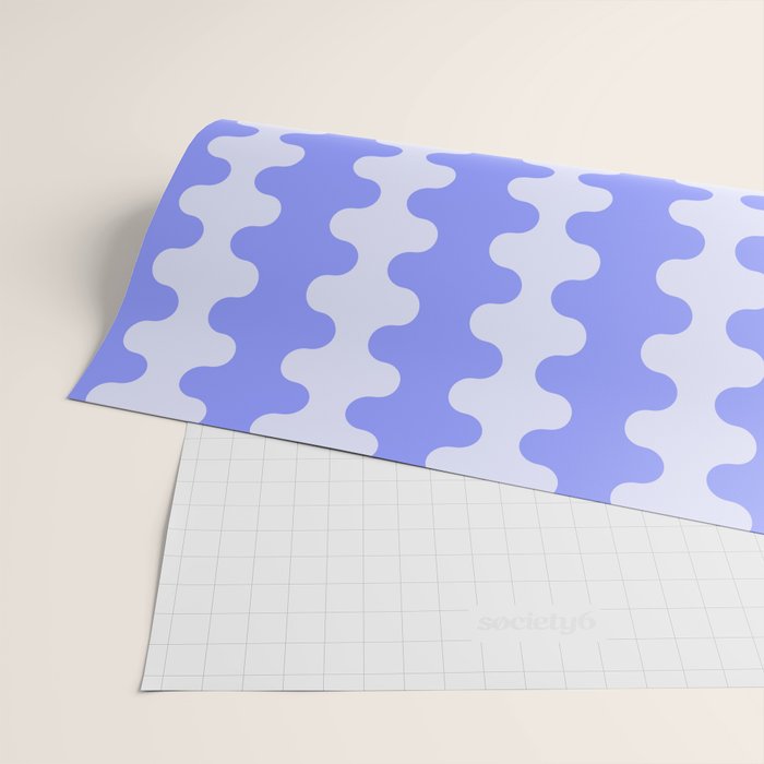Modern Retro Wavy Ogee A-Go-Go Pop Stripes in Periwinkle Wrapping Paper Gallery Image 2