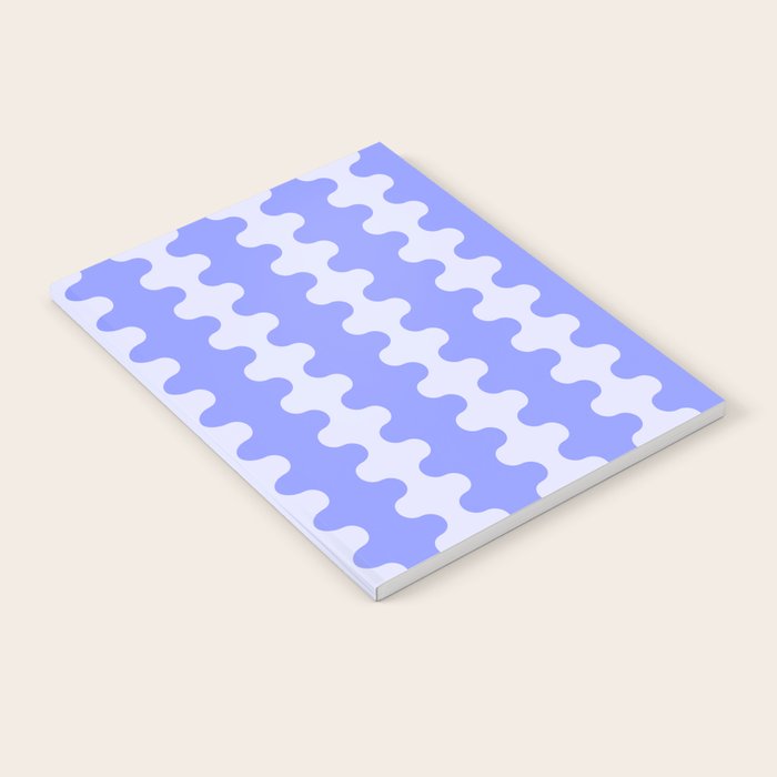 Modern Retro Wavy Ogee A-Go-Go Pop Stripes in Periwinkle Notebook Gallery Image 1