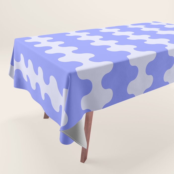 Modern Retro Wavy Ogee A-Go-Go Pop Stripes in Periwinkle Tablecloth Gallery Image 1