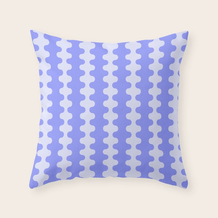 Modern Retro Wavy Ogee A-Go-Go Pop Stripes in Periwinkle Throw Pillow Gallery Image 6