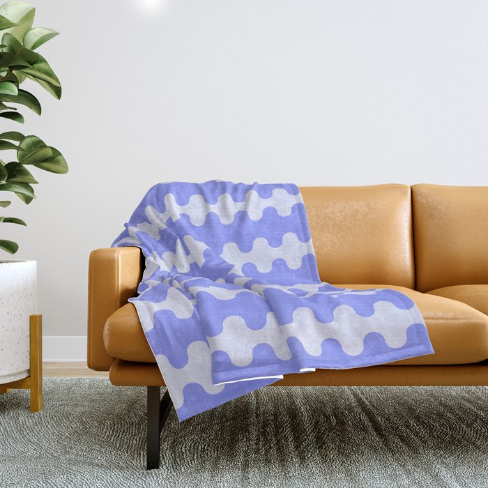 Modern Retro Wavy Ogee A-Go-Go Pop Stripes in Periwinkle Throw Blanket Gallery Image 1