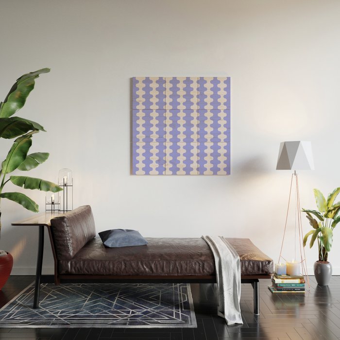 Modern Retro Wavy Ogee A-Go-Go Pop Stripes in Periwinkle Wood Wall Art Gallery Image 2