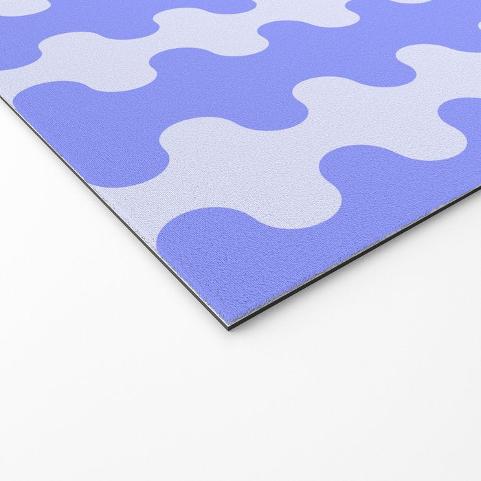 Modern Retro Wavy Ogee A-Go-Go Pop Stripes in Periwinkle Welcome Mat Gallery Image 2