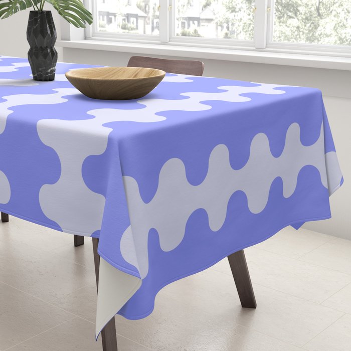 Modern Retro Wavy Ogee A-Go-Go Pop Stripes in Periwinkle Tablecloth Gallery Image 3