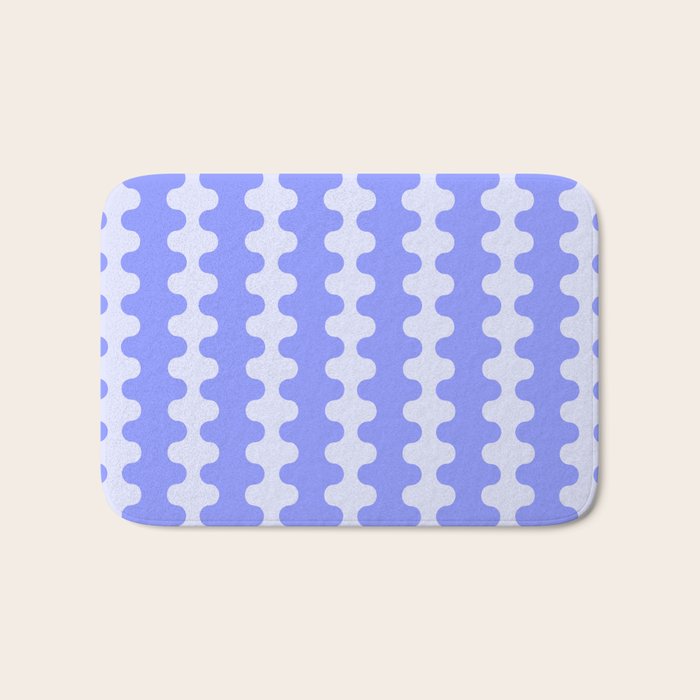 Modern Retro Wavy Ogee A-Go-Go Pop Stripes in Periwinkle Bath Mat Gallery Image 1